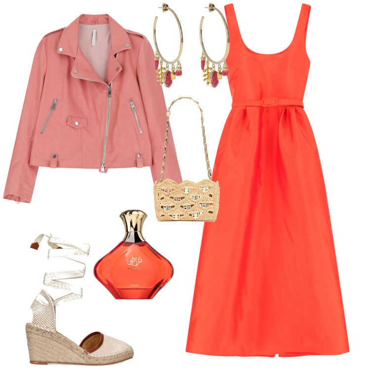 Outfit donna - Week end al mare. Stile Minimal per Mare. Abbinamento con profumi, giacche, vestiti, orecchini, espadrillas, borse a spalla.