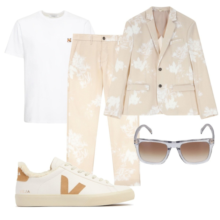 Outfit uomo - Total look #2093501. Stile Trendy per Cerimonia. Abbinamento con pantaloni, giacche, occhiali da sole, t-shirt, sneakers.