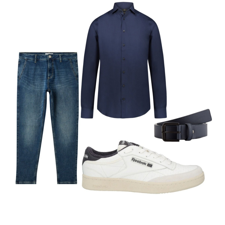 Outfit uomo - Total look #2093505. Stile Trendy per Tutti i giorni. Abbinamento con sneakers, jeans, camicie, cinture.
