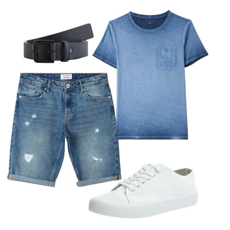 Outfit uomo - Total look #2093509. Stile Casual per Tutti i giorni. Abbinamento con t-shirt, sneakers, bermuda, cinture.