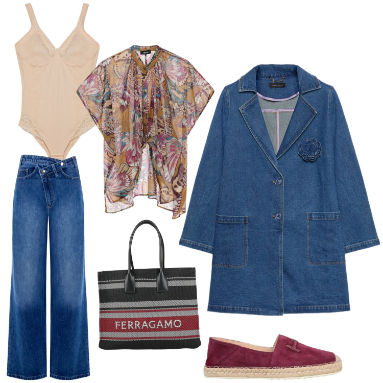 Outfit donna - Jeans:la mia passione. Stile Boho per Tutti i giorni. Abbinamento con borse a spalla, espadrillas, jeans, camicie a manica corta, trench, body.