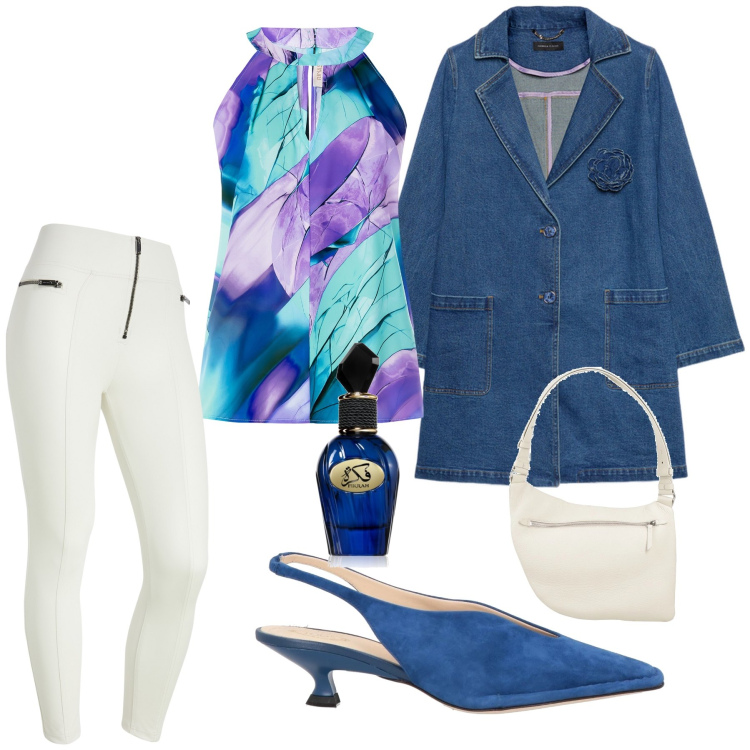 Outfit donna - Denim Dreams: Outfit Versatili sempre. Stile Chic per Tutti i giorni. Abbinamento con décolleté, borse a tracolla, profumi, top, pantaloni skinny, trench.