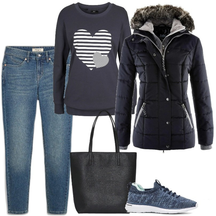 Outfit donna - Giacca 2 in 1. Stile Basic per Tutti i giorni. Abbinamento con jeans skinny, maglieria, piumini, sneakers, borse tote.