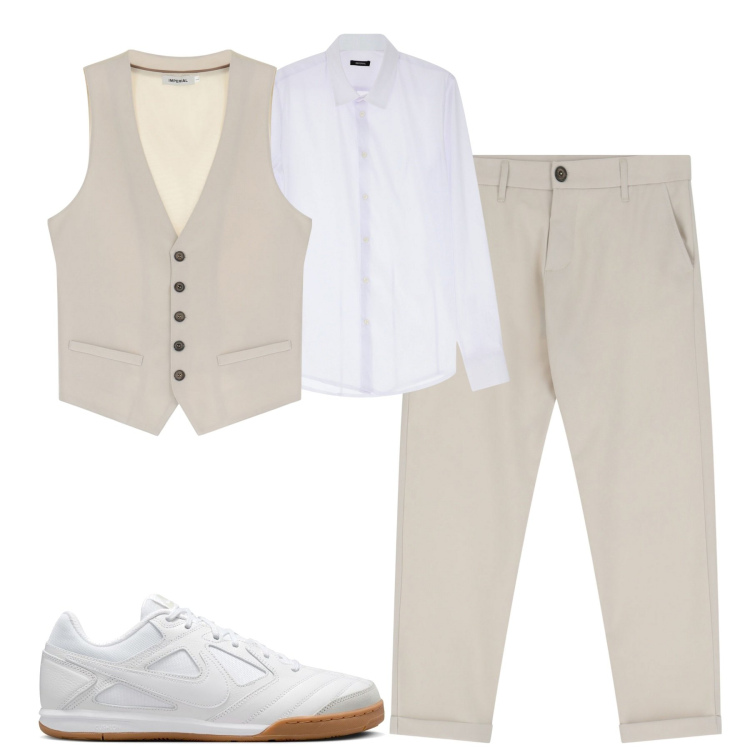 Outfit uomo - City. Stile Urban per Tutti i giorni. Abbinamento con camicie, pantaloni chino, gilet, sneakers.