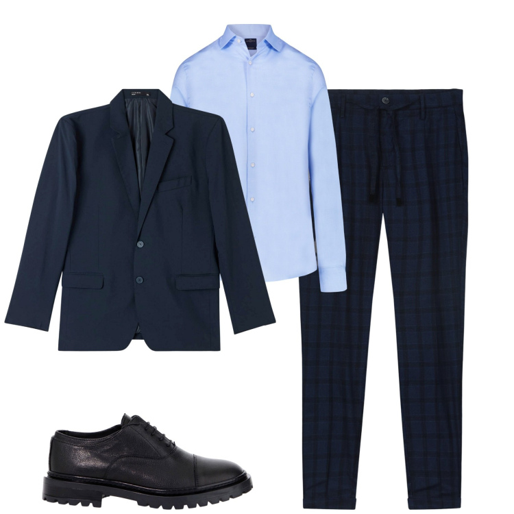 Outfit uomo - Ufficio. Stile Business/Elegante per Ufficio. Abbinamento con giacche, scarpe stringate, camicie, pantaloni.