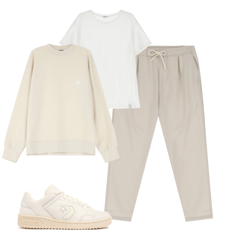 Outfit uomo - Toni chiari. Stile Urban per Tutti i giorni. Abbinamento con pantaloni, felpe, t-shirt, sneakers.