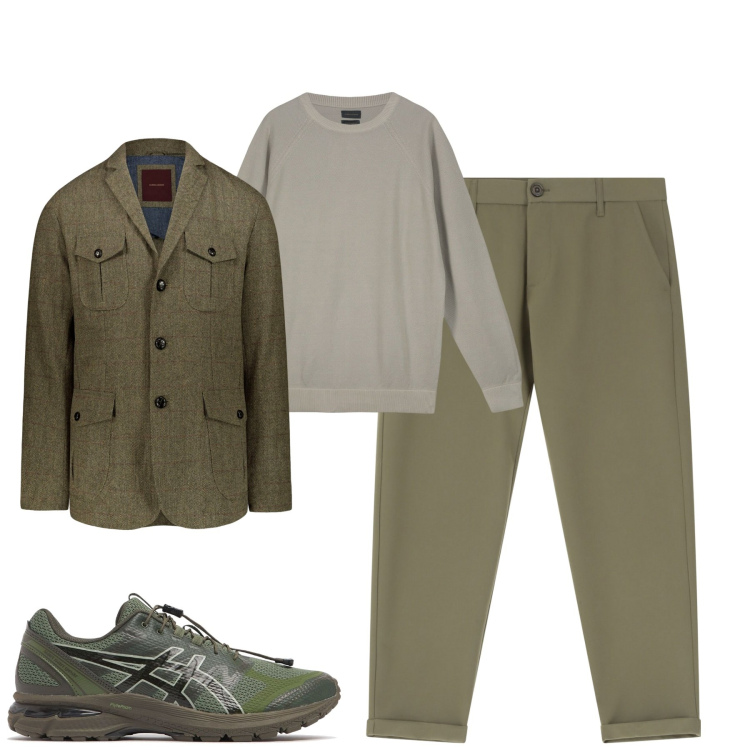 Outfit uomo - City. Stile Urban per Tutti i giorni. Abbinamento con pantaloni chino, giacche, maglieria, sneakers.