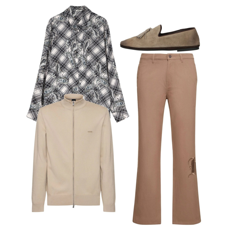 Outfit uomo - City. Stile Casual per Tutti i giorni. Abbinamento con scarpe stringate, camicie, pantaloni, felpe.