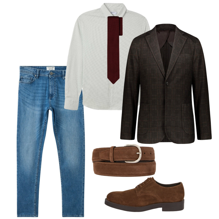 Outfit uomo - Accessori che fanno eleganza. Stile Trendy per Tutti i giorni. Abbinamento con jeans skinny, camicie, giacche, cravatte, cinture, scarpe stringate.