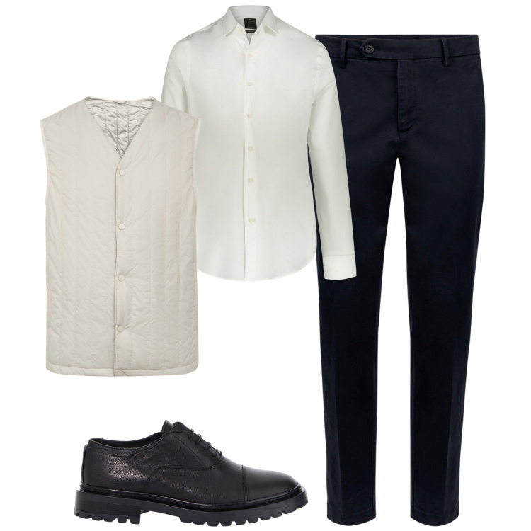 Outfit uomo - Total look #2093798. Stile Urban per Tutti i giorni. Abbinamento con scarpe stringate, camicie, pantaloni chino, piumini.