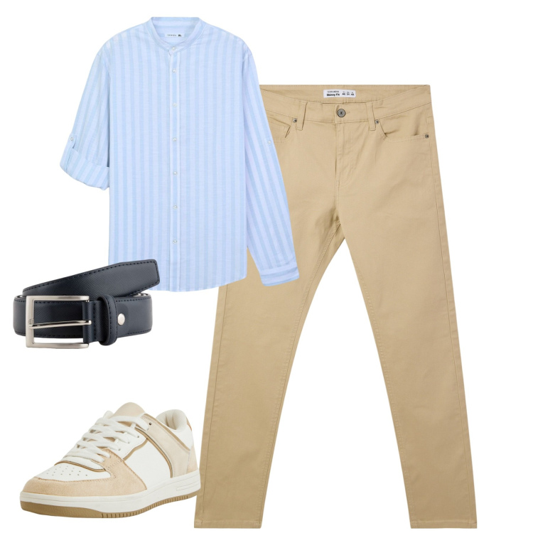 Outfit uomo - City. Stile Casual per Tutti i giorni. Abbinamento con pantaloni skinny, camicie, sneakers, cinture.