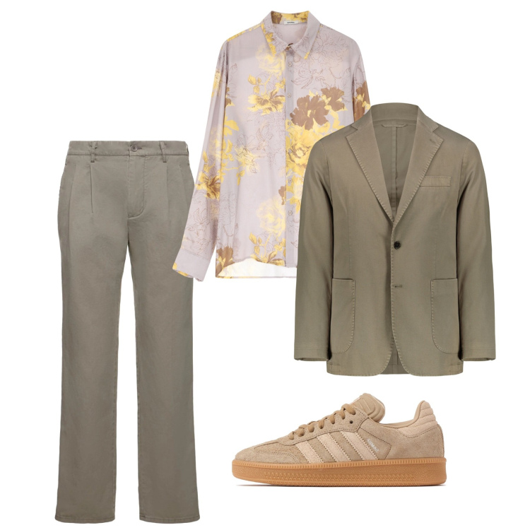 Outfit uomo - Marzo. Stile Casual per Tutti i giorni. Abbinamento con camicie, giacche, sneakers, pantaloni.