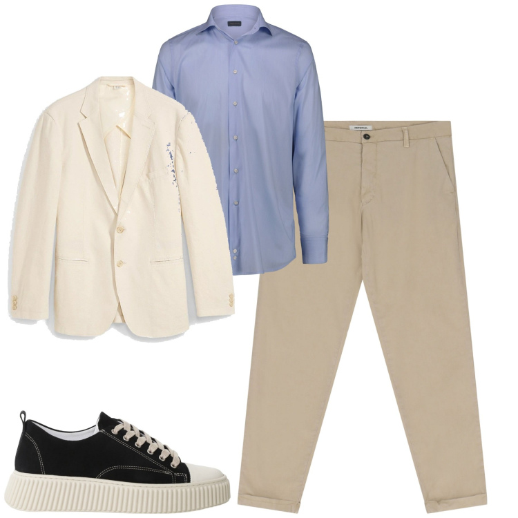 Outfit uomo - City. Stile Urban per Tutti i giorni. Abbinamento con giacche, sneakers, pantaloni chino, camicie.