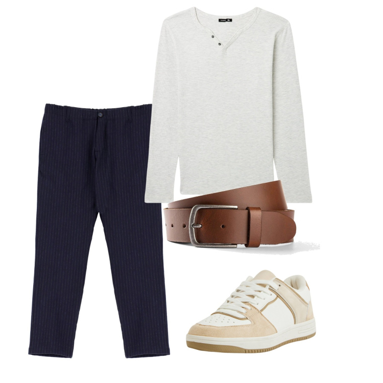Outfit uomo - City. Stile Casual per Tutti i giorni. Abbinamento con cinture, t-shirt, sneakers, pantaloni.