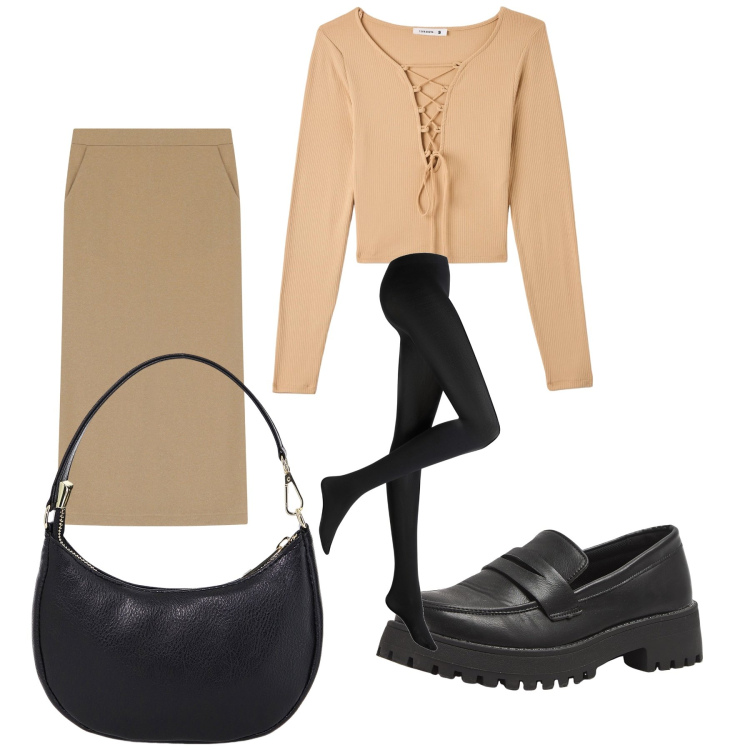 Outfit donna - Tubino e cachecoeur. Stile Urban per Tutti i giorni. Abbinamento con collant, t-shirt, mocassini, gonne lunghe, borse a spalla.