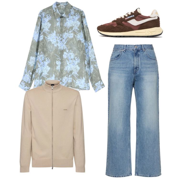 Outfit uomo - City. Stile Casual per Tutti i giorni. Abbinamento con camicie, sneakers, jeans, felpe.