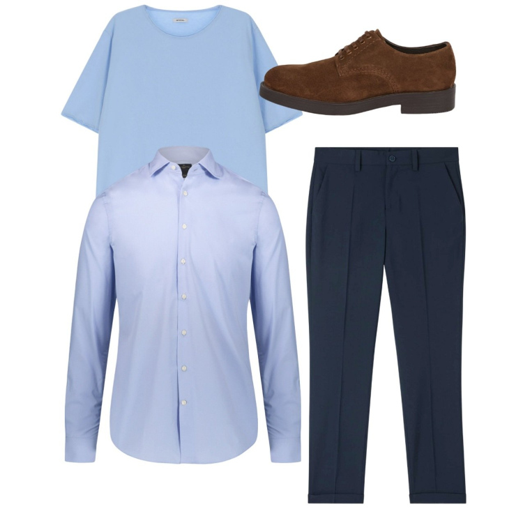 Outfit uomo - City. Stile Casual per Tutti i giorni. Abbinamento con pantaloni chino, t-shirt, camicie, scarpe stringate.