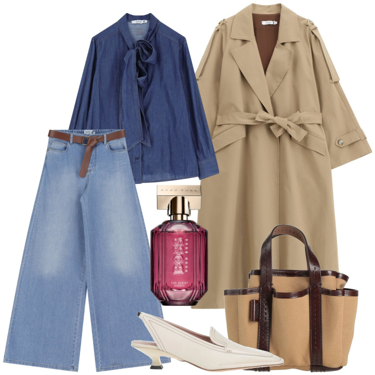 Outfit donna - Il trench. Stile Casual per Tutti i giorni. Abbinamento con borse a mano, décolleté, profumi, trench, jeans, camicie.