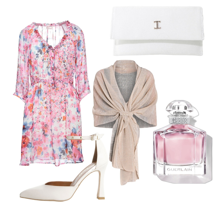 Outfit donna - Cerimonia. Stile Chic per Cerimonia. Abbinamento con vestiti corti, stole, profumi, décolleté, borse a tracolla.