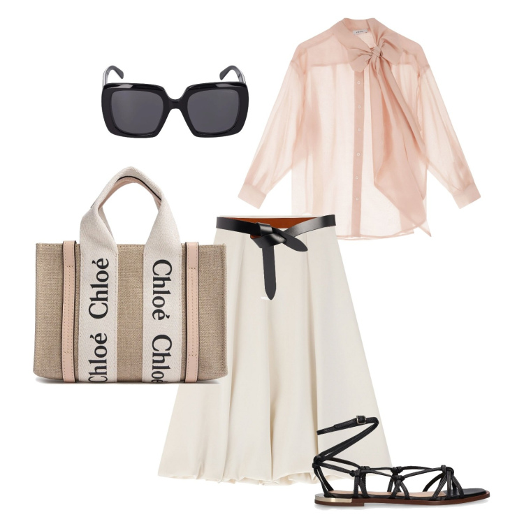 Outfit donna - Accessori Chloè. Stile Chic per Tutti i giorni. Abbinamento con gonne longuette, camicie, occhiali da sole, cinture, borse a mano, sandali in pelle.