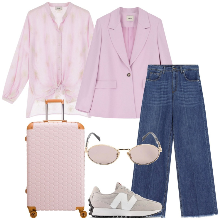 Outfit donna - Total look #2094441. Stile Casual chic per Tutti i giorni. Abbinamento con sneakers, blazer, camicie, jeans, occhiali da sole, valigie.