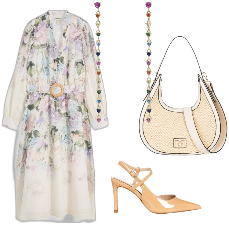 Outfit donna - Cerimonia. Stile Bon Ton per Cerimonia. Abbinamento con vestiti midi/longuette, orecchini, décolleté, borse a mano.