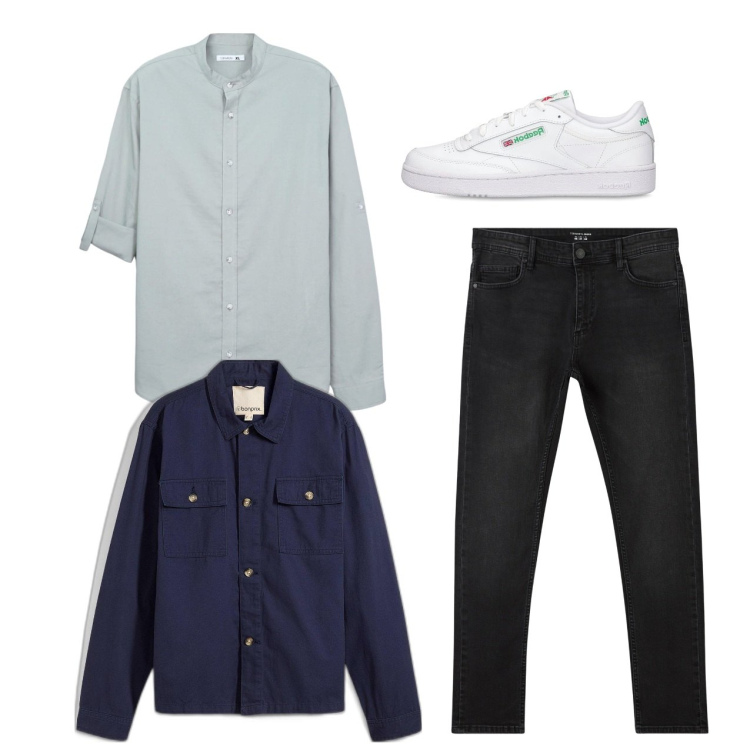 Outfit uomo - City. Stile Casual per Tutti i giorni. Abbinamento con giacche, jeans skinny, camicie, sneakers.
