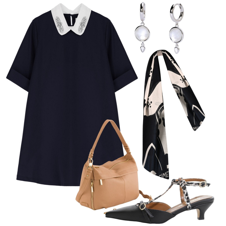 Outfit donna - Bon ton chic. Stile Bon Ton per Tutti i giorni. Abbinamento con décolleté, vestiti corti, orecchini, sciarpe, borse a tracolla.