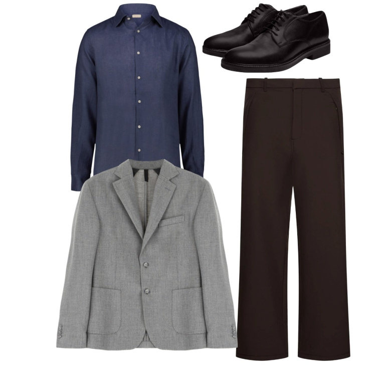 Outfit uomo - City. Stile Casual per Serata speciale. Abbinamento con giacche, scarpe stringate, pantaloni, camicie.