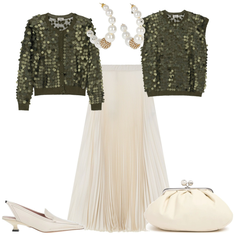 Outfit donna - Cerimonia evento serata glamour. Stile Bon Ton per Cerimonia. Abbinamento con décolleté, gonne lunghe, top, cardigans, pochette, orecchini.