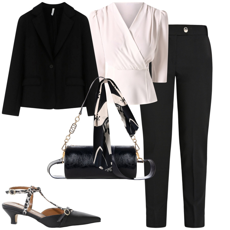 Outfit donna - City. Stile Urban per Tutti i giorni. Abbinamento con pantaloni, bluse, borse a mano, sciarpe, décolleté, blazer.