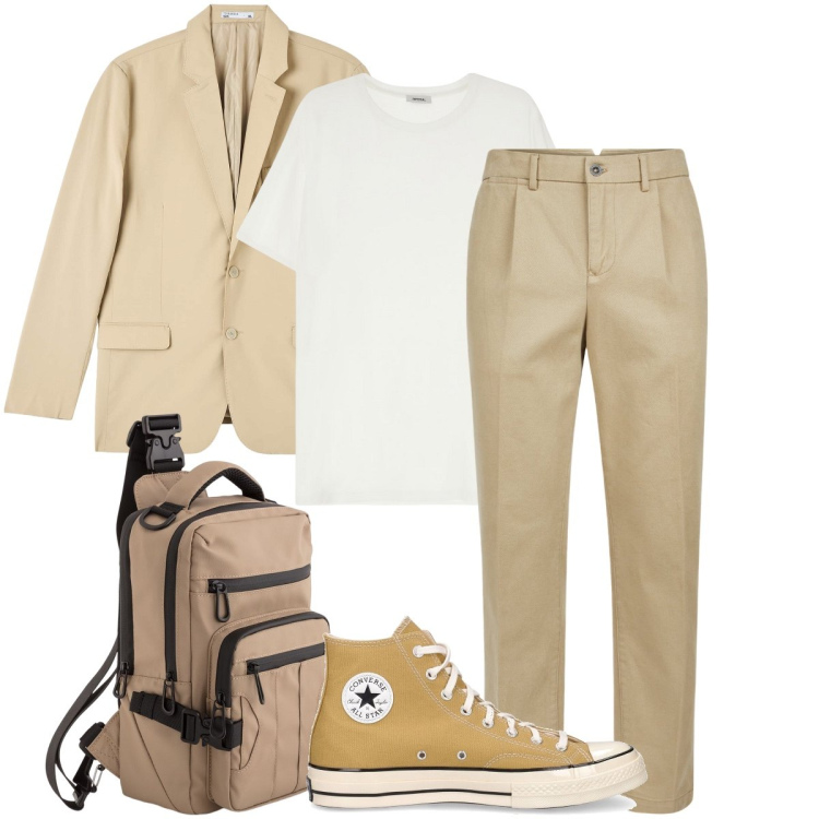 Outfit uomo - Le All Star in ufficio. Stile Trendy per Ufficio. Abbinamento con giacche, t-shirt, pantaloni, sneakers, borse sportive.