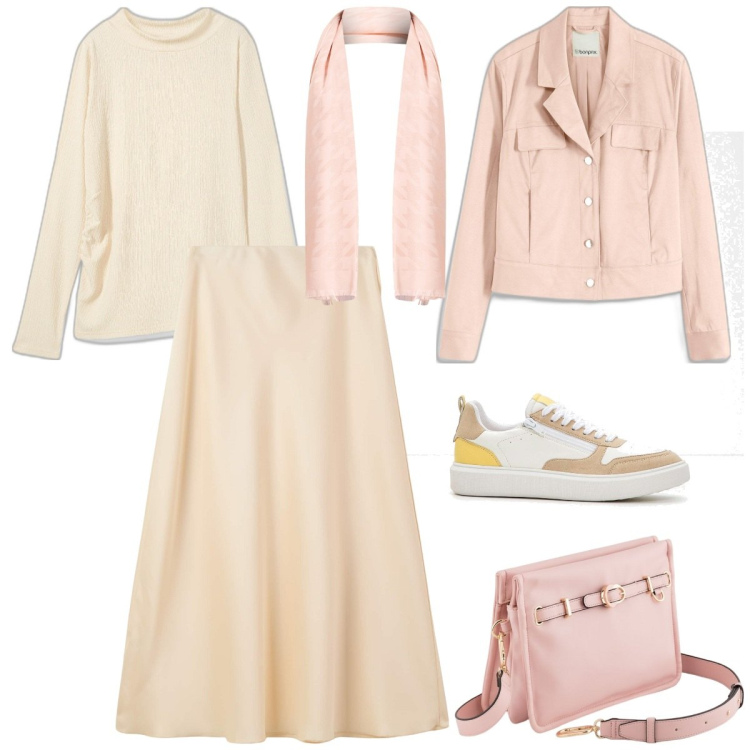 Outfit donna - Bantoa - mid Season sale. Stile Romantica per Tutti i giorni. Abbinamento con sneakers, blazer, maglieria, gonne lunghe, sciarpe, borse a tracolla.