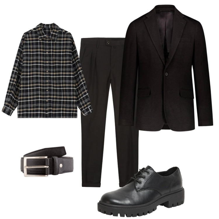 Outfit uomo - Total look #2094999. Stile Business/Elegante per Ufficio. Abbinamento con scarpe stringate, camicie, pantaloni, giacche, cinture.