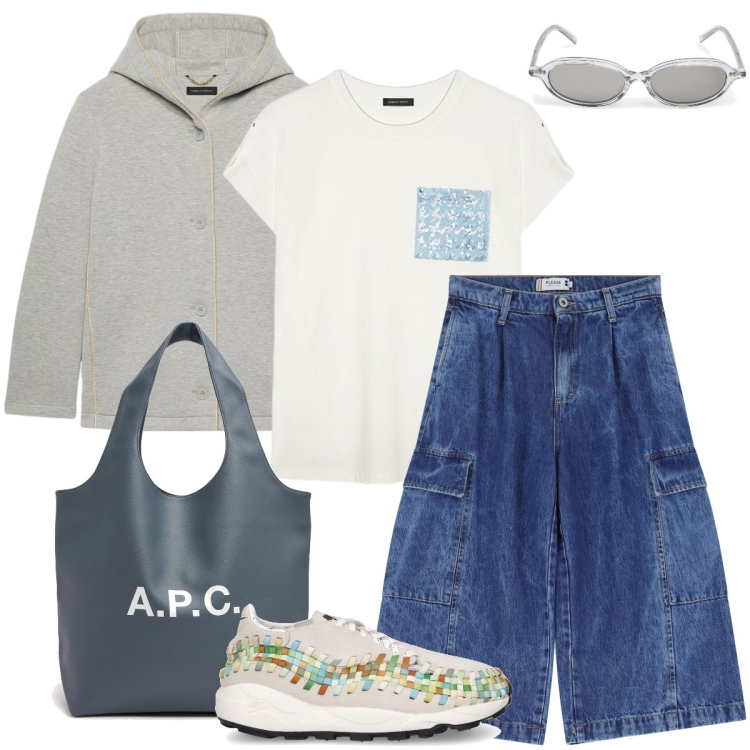 Outfit donna - Le bermuda cargo. Stile Urban per Tutti i giorni. Abbinamento con bermuda, t-shirt, blazer, occhiali da sole, borse tote, sneakers.