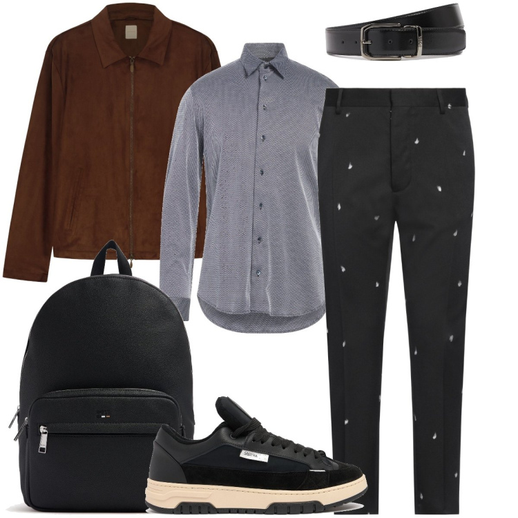 Outfit uomo - Il pantalone decorato. Stile Business/Elegante per Ufficio. Abbinamento con pantaloni, camicie, giacche, sneakers, borse sportive, cinture.