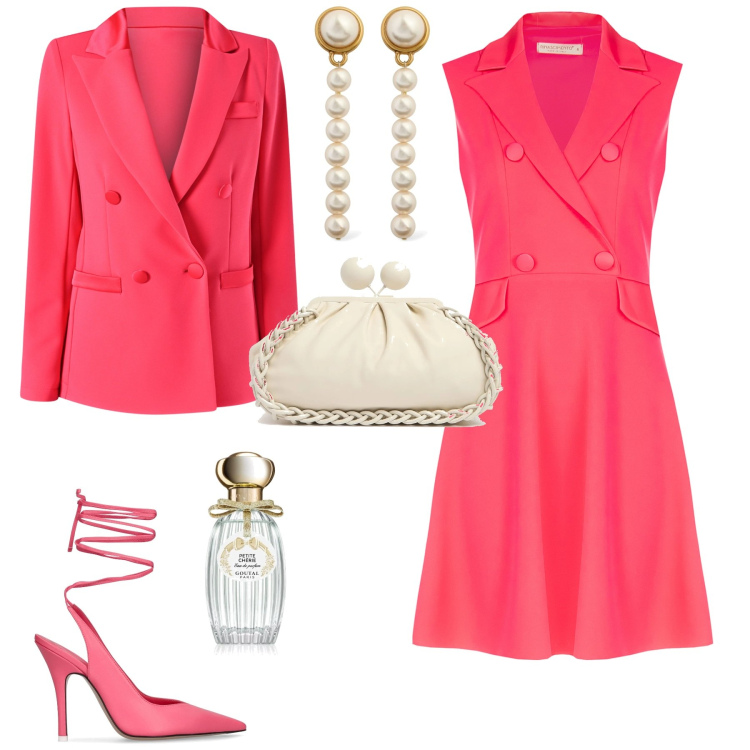 Outfit donna - Cerimonia evento serata speciale. Stile Chic per Cerimonia. Abbinamento con vestiti midi/longuette, blazer, profumi, pochette, orecchini, décolleté.