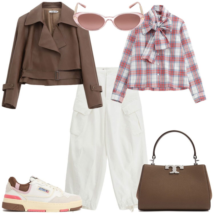 Outfit donna - Total look #2095398. Stile Sporty chic per Tutti i giorni. Abbinamento con camicie, pantaloni, blazer, sneakers, borse a mano, occhiali da sole.