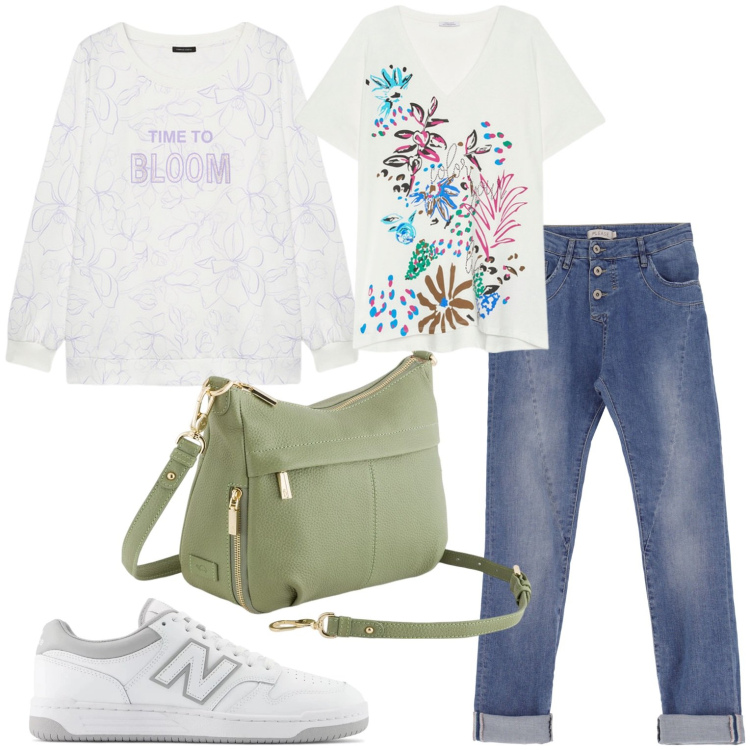 Outfit donna - IShopping. Stile Casual per Tutti i giorni. Abbinamento con sneakers, jeans slim fit, felpe, t-shirt, borse a tracolla.
