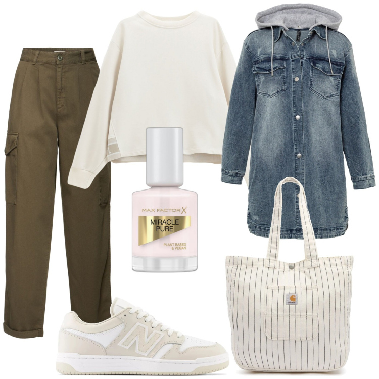 Outfit donna - Total look #2095604. Stile Urban per Tutti i giorni. Abbinamento con blazer, smalti, sneakers, felpe, pantaloni, borse tote.