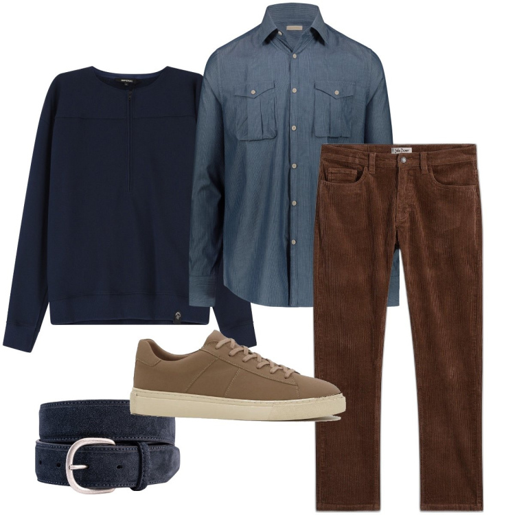 Outfit uomo - I pantaloni in velluto. Stile Urban per Ufficio. Abbinamento con pantaloni, sneakers, felpe, camicie, cinture.
