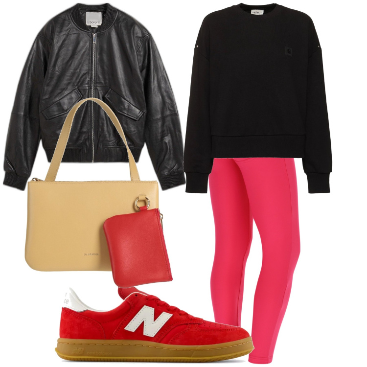 Outfit donna - Due passi la domenica. Stile Basic per Tutti i giorni. Abbinamento con bomber, borse a mano, sneakers, pantaloni skinny, felpe.
