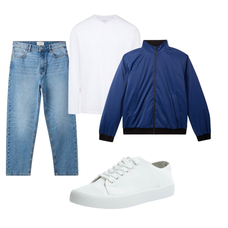 Outfit uomo - Total look #2095706. Stile Casual per Tutti i giorni. Abbinamento con giacche, sneakers, jeans, t-shirt.