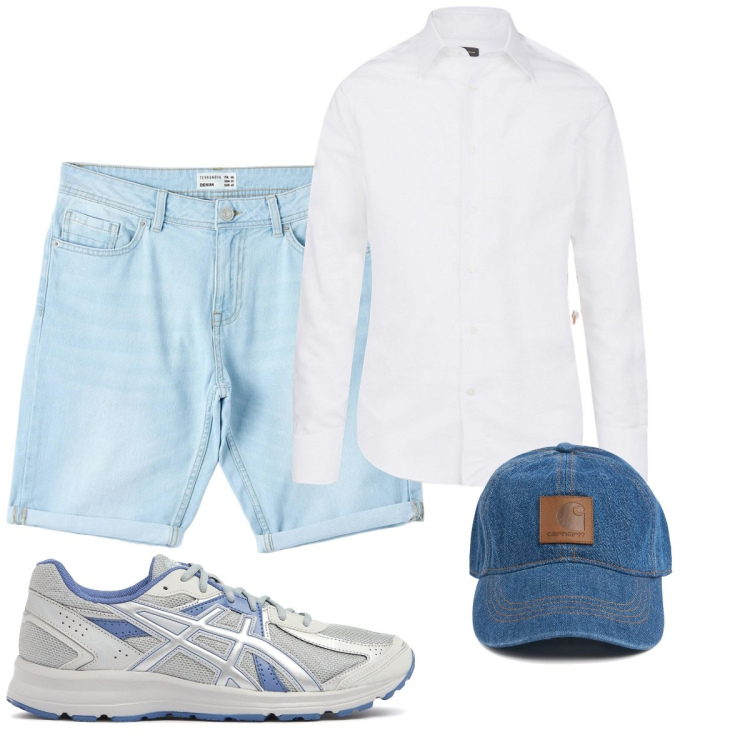 Outfit uomo - Total look #2095717. Stile Casual per Tutti i giorni. Abbinamento con bermuda, camicie, cappelli, sneakers.