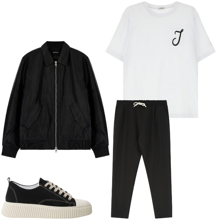 Outfit uomo - Lettera I. Stile Casual per Tutti i giorni. Abbinamento con pantaloni, sneakers, giacche, t-shirt.