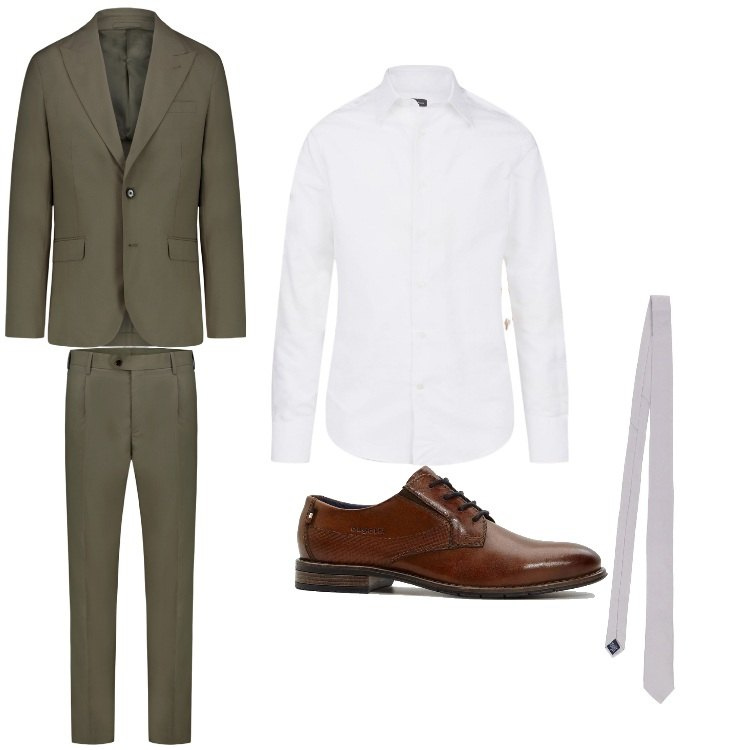 Outfit uomo - Abito verde. Stile Business/Elegante per Serata speciale. Abbinamento con scarpe stringate, camicie, abiti, cravatte.