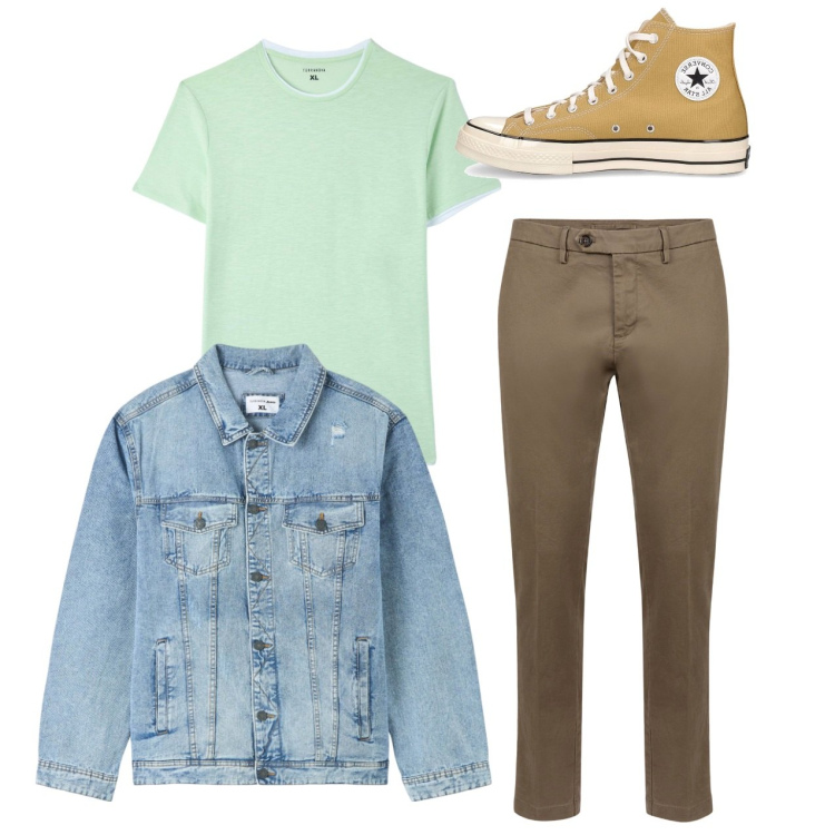 Outfit uomo - City. Stile Casual per Tutti i giorni. Abbinamento con giacche, t-shirt, pantaloni chino, sneakers.