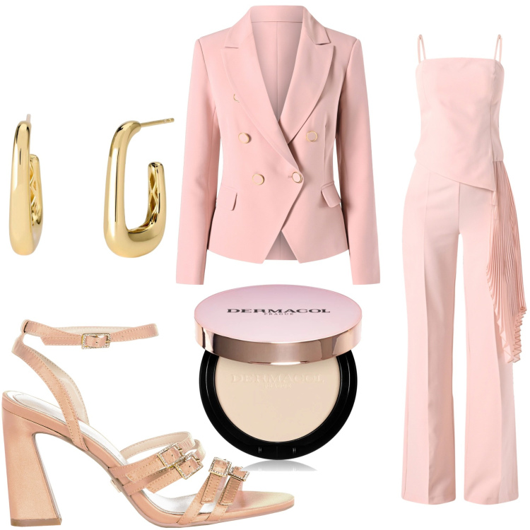 Outfit donna - Delicatamente chic. Stile Chic per Cerimonia. Abbinamento con ciprie, orecchini, tute, blazer, sandali col tacco.