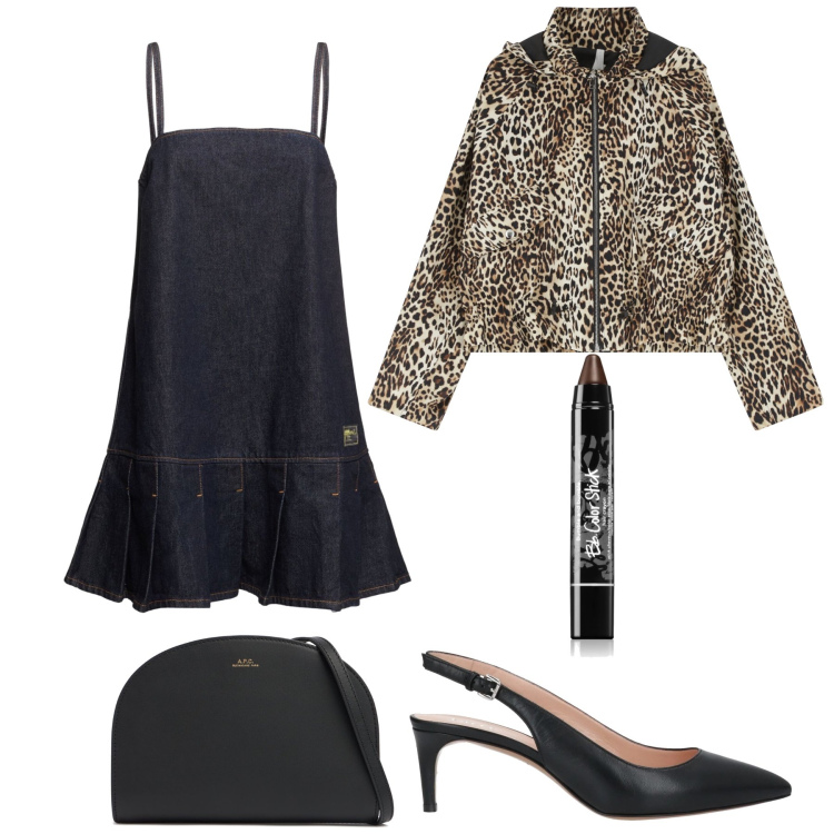 Outfit donna - Evviva l animalier. Stile Chic per Serata fuori. Abbinamento con décolleté, correttori, parka, clutch, vestiti corti.
