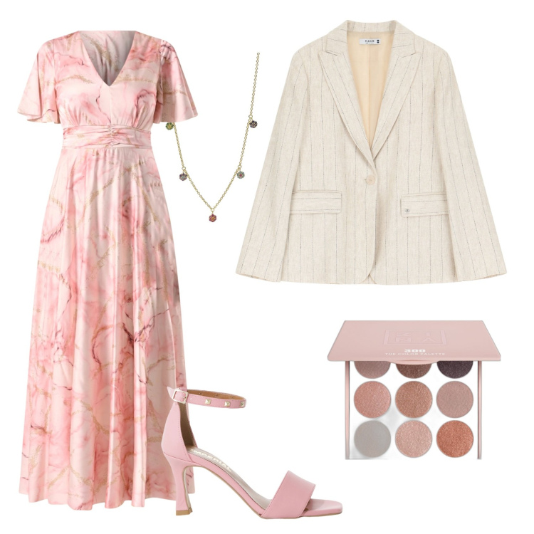 Outfit donna - Total look #2095840. Stile Casual chic per Ufficio. Abbinamento con ombretti, ciondoli, vestiti lunghi, blazer, sandali col tacco.